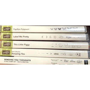 LOT of 5 Stampin' Up! Stamp Sets Amazing You Butterflies Labels Pigs Thoughts